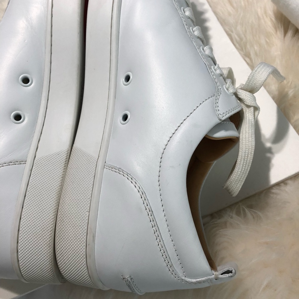 Louboutin Mens White Louis Leather Spiked Sneaker - Picture 4 of 5